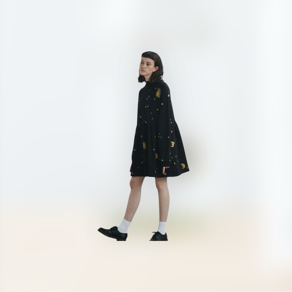 Lazy Oaf oversized Black sweater dress - Golden Galaxy - Rare - Discontinued S/M - Picture 1 of 16